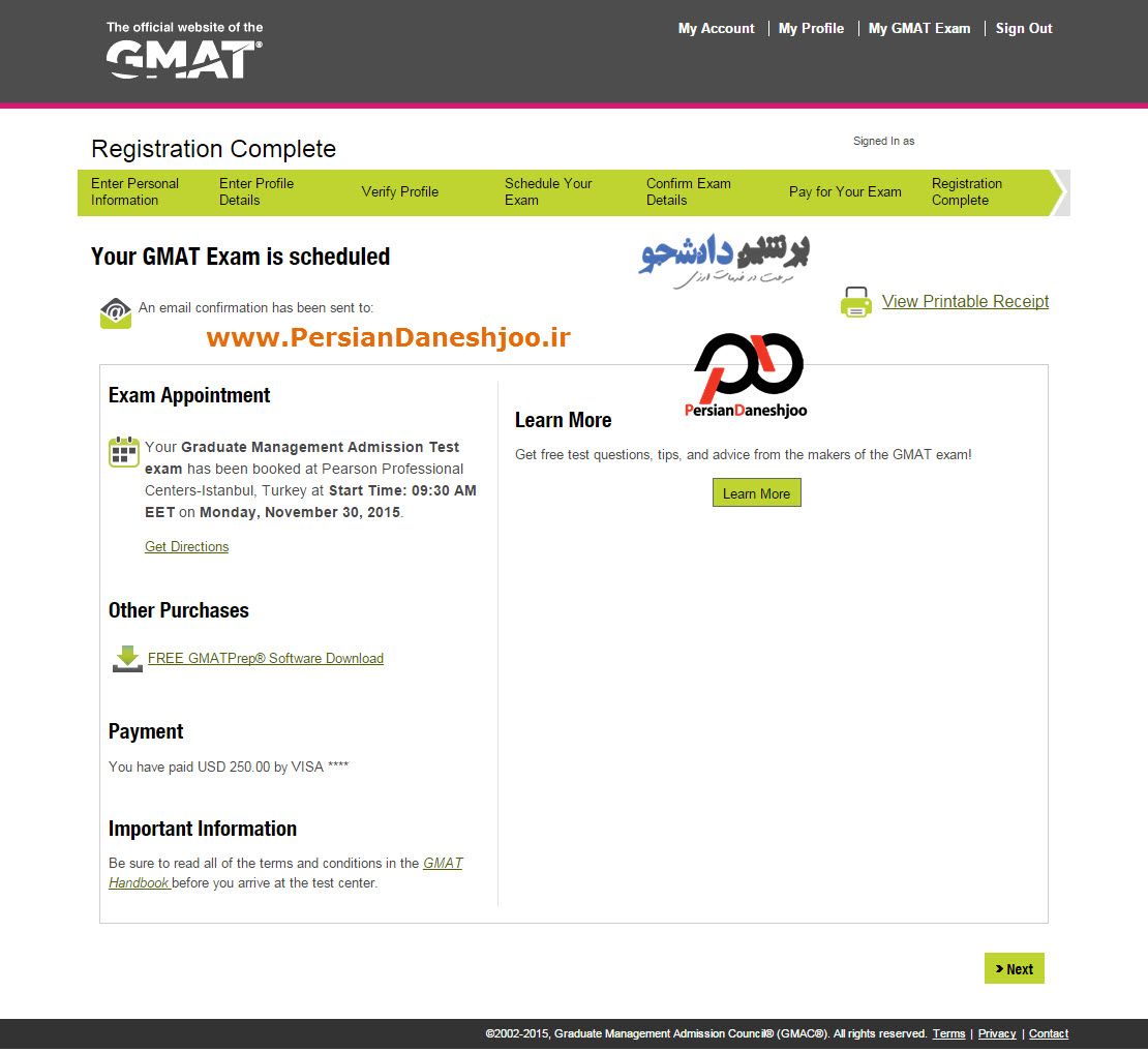 راهنمای پرداخت هزینه آزمون GMAT، mba.com مدیریت